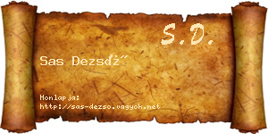Sas Dezső névjegykártya